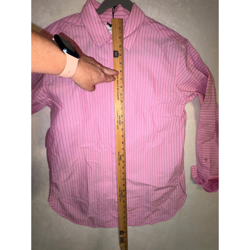 Self Contrast Pink Striped Back Cutout oversized Button Down Shirt 100% Cotton - Picture 8 of 9